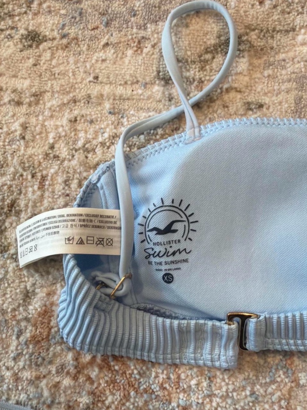 Light Blue Ribbed Bikini top - Picture 2 of 2